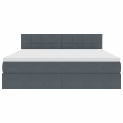 Bed met LED -striplichten Donkergrijs 160 x 200 cm Fluweel