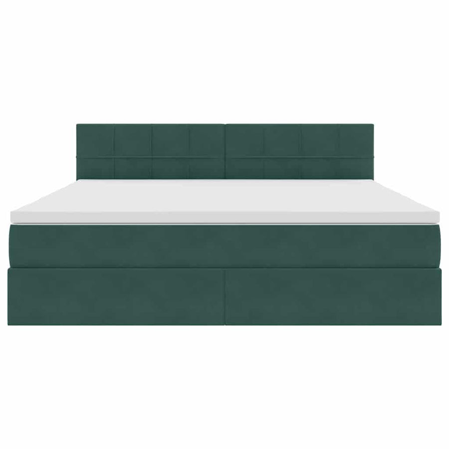 Bed met LED -striplichten Donkergroen 160 x 200 cm Fluweel