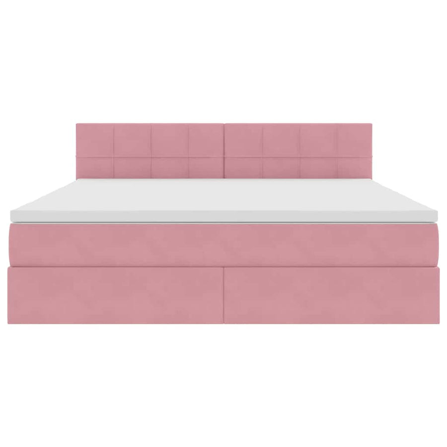 Bed met LED -striplichten met opslag Roze 160 x 200 cm Fluweel