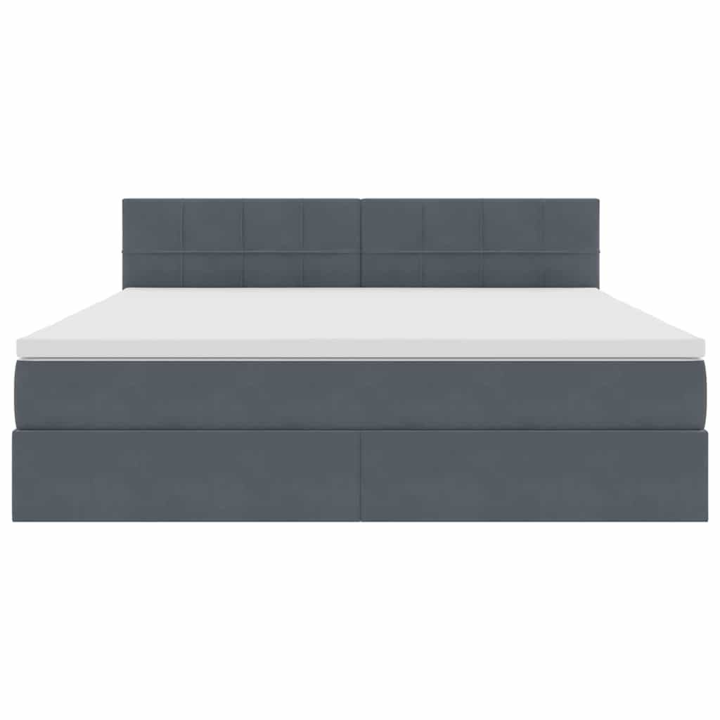 Bed met LED -striplichten Donkergrijs 180 x 200 cm Fluweel
