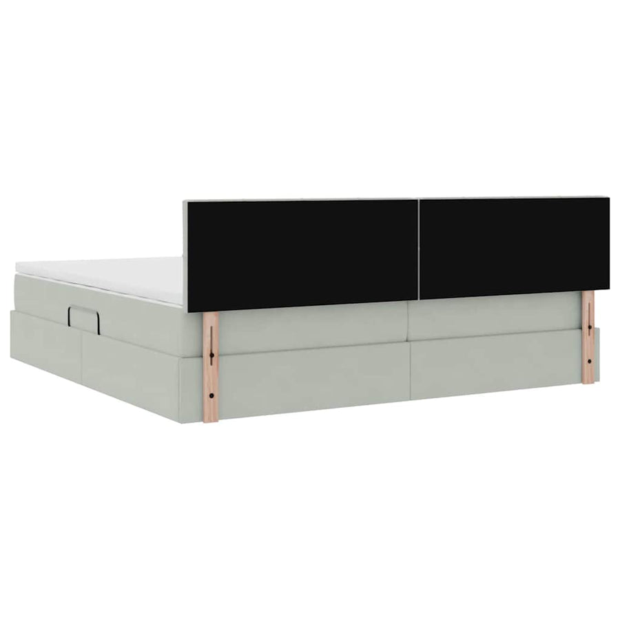 Bed met LED -striplichten Lichtgrijs 200 x 200 cm Fluweel