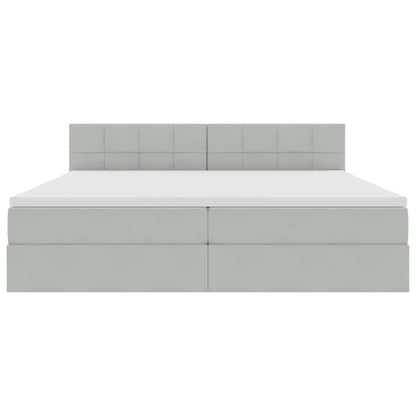 Bed met LED -striplichten Lichtgrijs 200 x 200 cm Fluweel