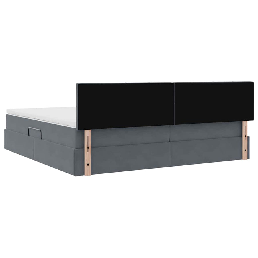 Bed met LED -striplichten Donkergrijs 200 x 200 cm Fluweel