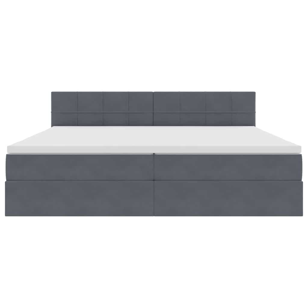 Bed met LED -striplichten Donkergrijs 200 x 200 cm Fluweel