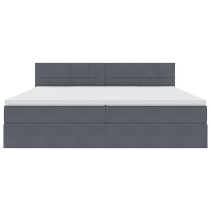 Bed met LED -striplichten Donkergrijs 200 x 200 cm Fluweel