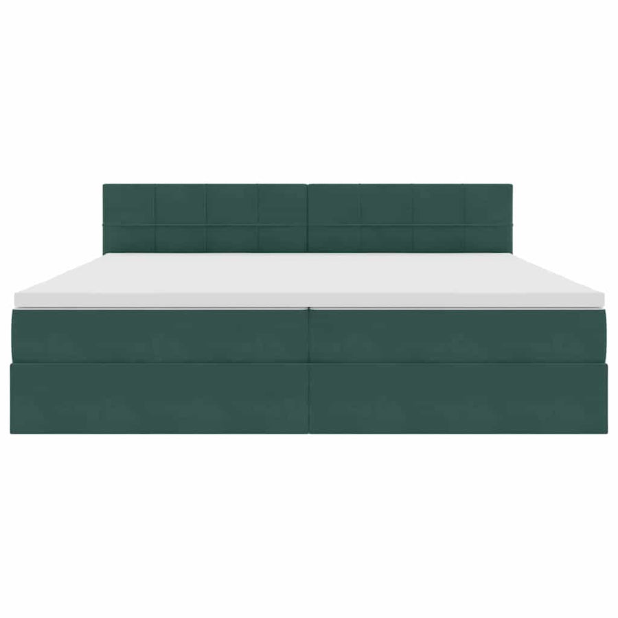 Opbergbed met LED met matras Donkergroen 200 x 200 cm Fluweel