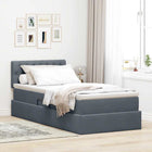 Storage Bed with LED and Mattress Dark Grey 90 x 190 cm Velvet