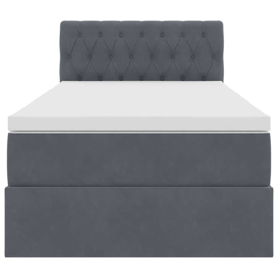 Opbergbed met LED met matras Donkergrijs 90 x 190 cm Fluweel