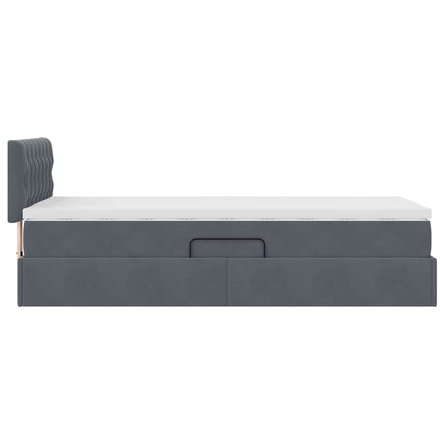Opbergbed met LED met matras Donkergrijs 90 x 190 cm Fluweel