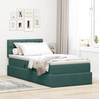 Storage Bed with LED and Mattress Dark Green 90 x 200 cm Velvet