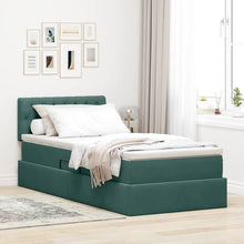 Opbergbed met LED met matras Donkergroen 90 x 200 cm Fluweel