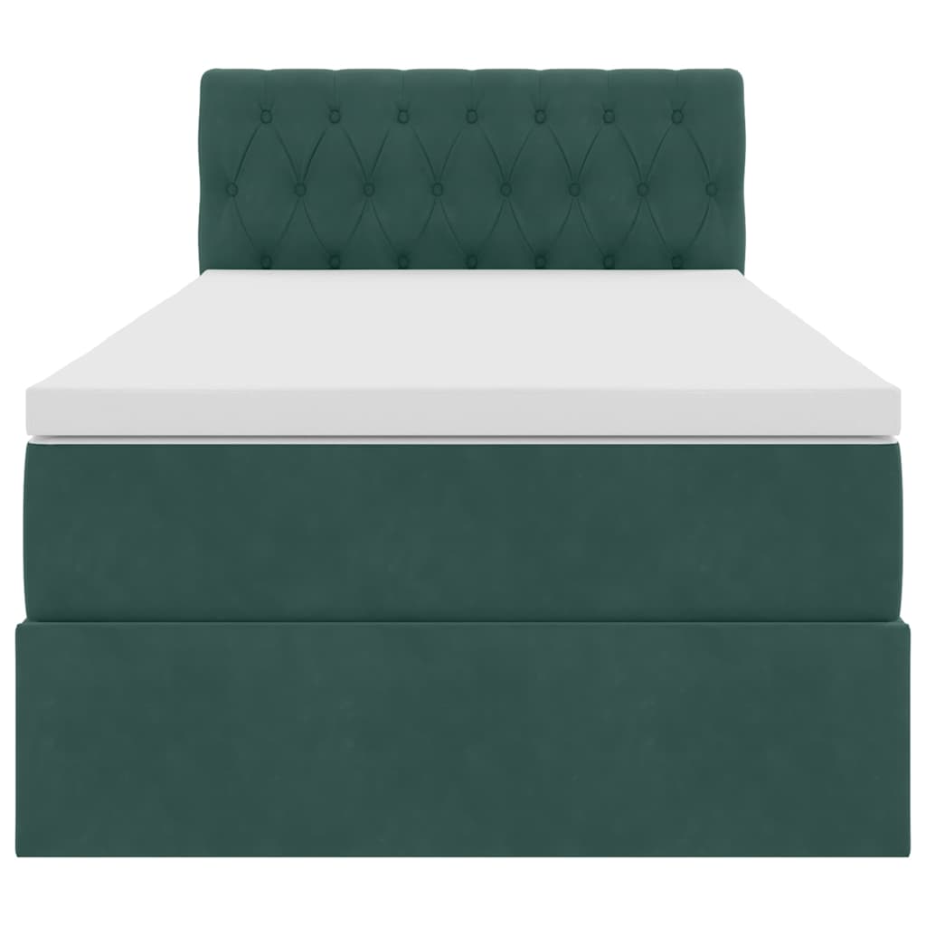 Opbergbed met LED met matras Donkergroen 90 x 200 cm Fluweel