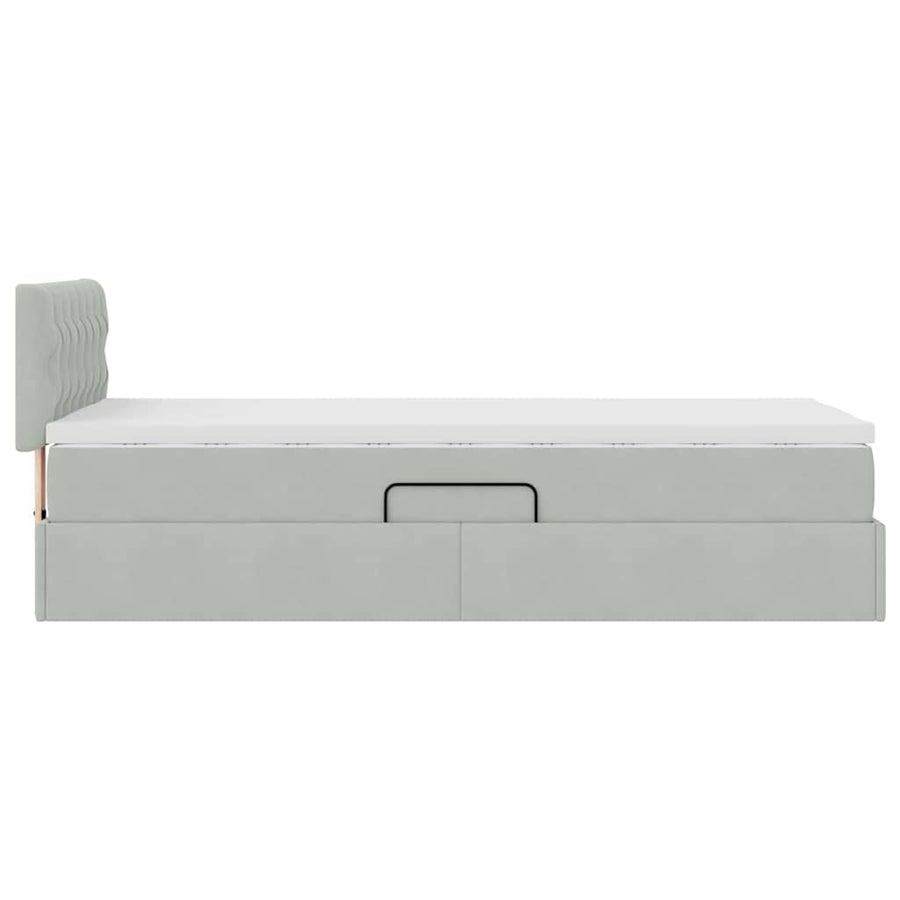 Opbergbed met LED met matras Lichtgrijs 100 x 200 cm Fluweel
