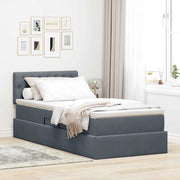 Opbergbed 100x200 cm donkergrijs fluweel met LED