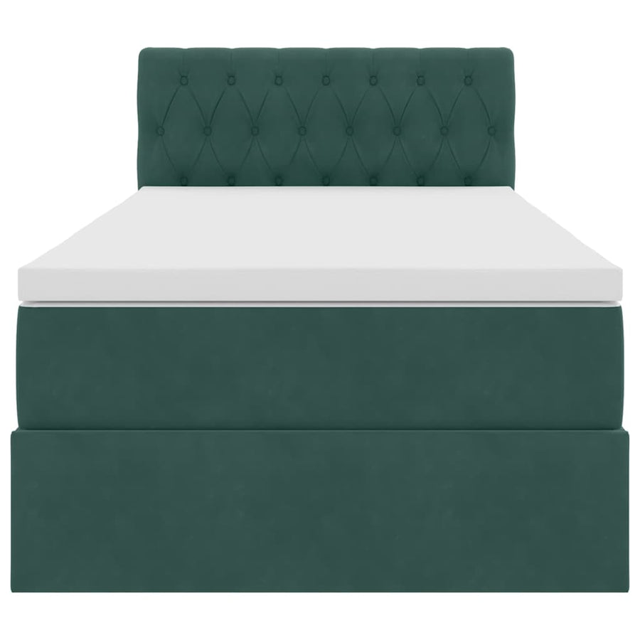 Opbergbed met LED met matras Donkergroen 100 x 200 cm Fluweel