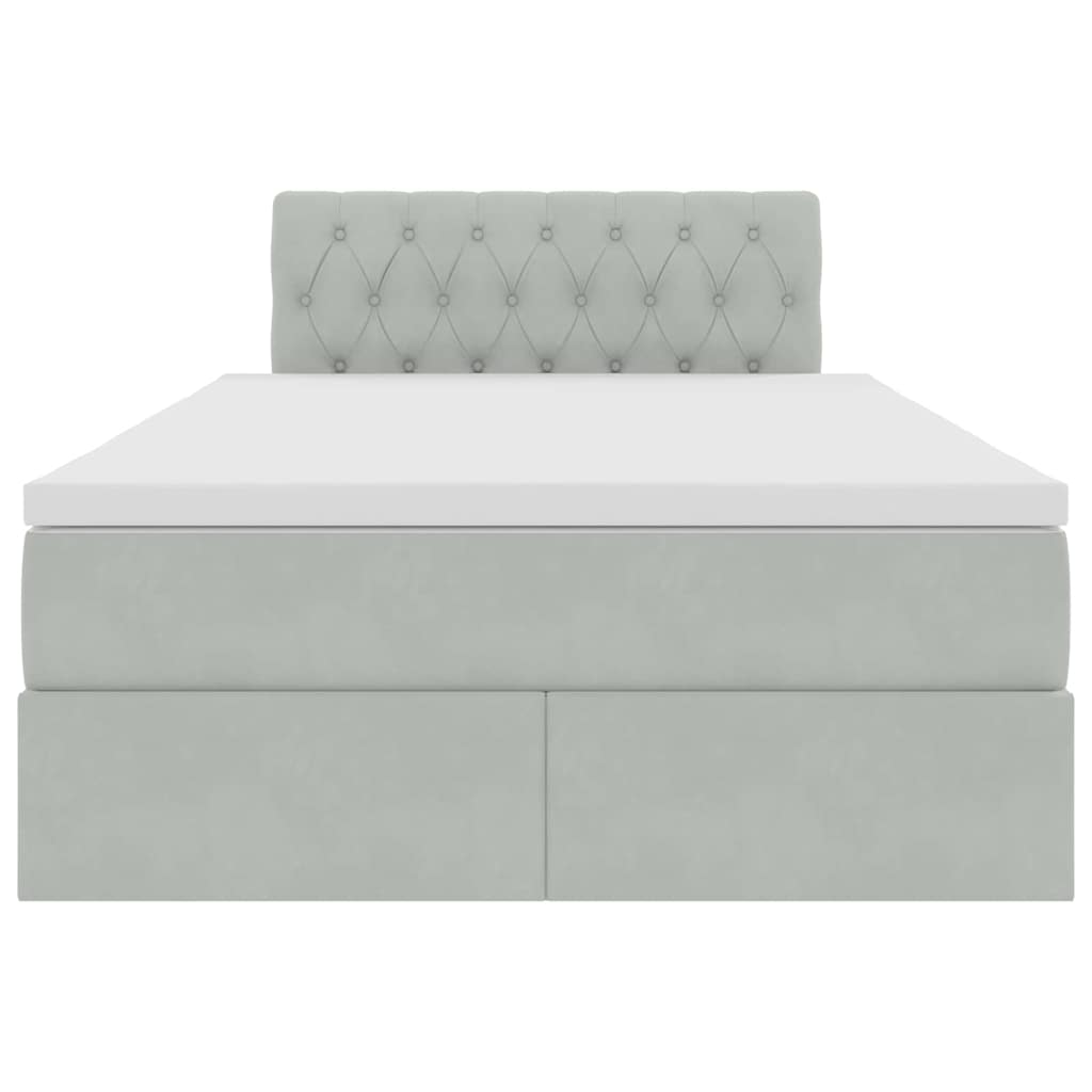 Opbergbed met LED met matras Lichtgrijs 120 x 190 cm Fluweel