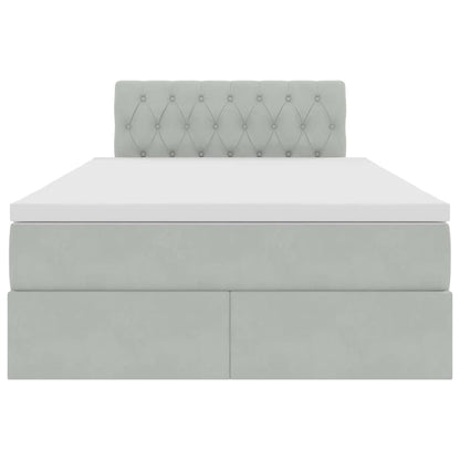 Opbergbed met LED met matras Lichtgrijs 120 x 190 cm Fluweel