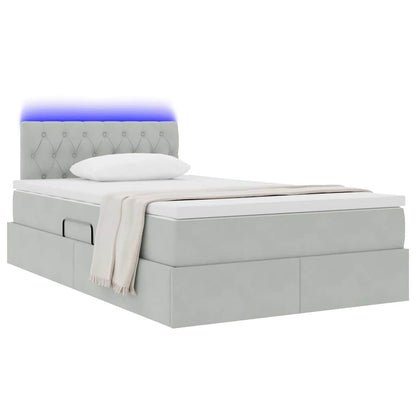 Opbergbed met LED met matras Lichtgrijs 120 x 190 cm Fluweel