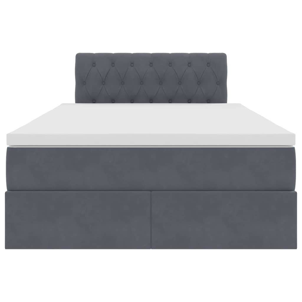 Opbergbed met LED met matras Donkergrijs 120 x 190 cm Fluweel