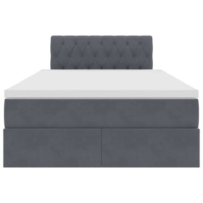 Opbergbed met LED met matras Donkergrijs 120 x 190 cm Fluweel