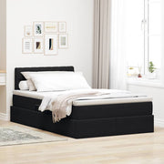 Opbergbed met LED 120x190 cm zwart fluweel