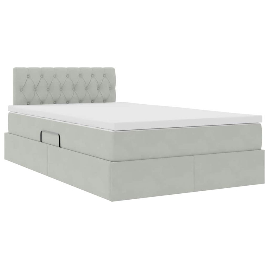 Bed met LED -striplichten Lichtgrijs 120 x 200 cm Fluweel
