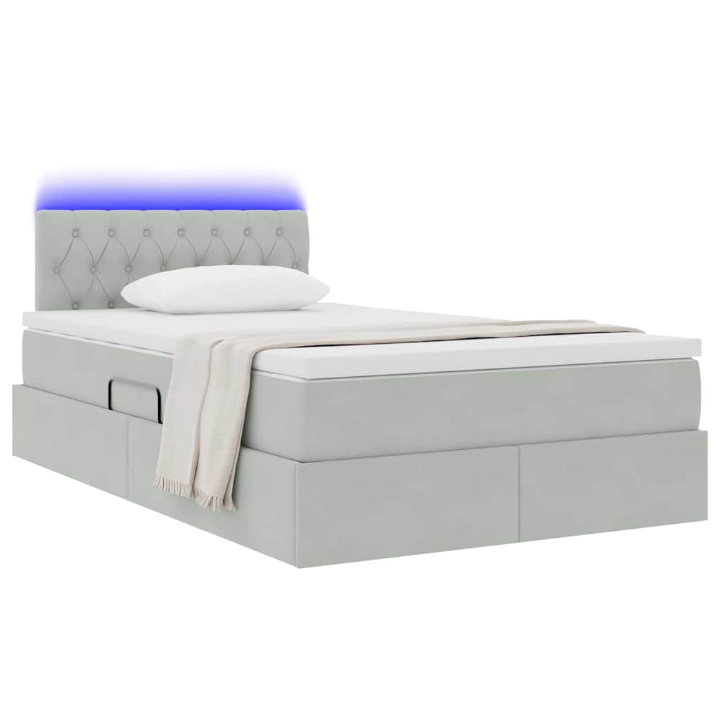 Bed met LED -striplichten Lichtgrijs 120 x 200 cm Fluweel