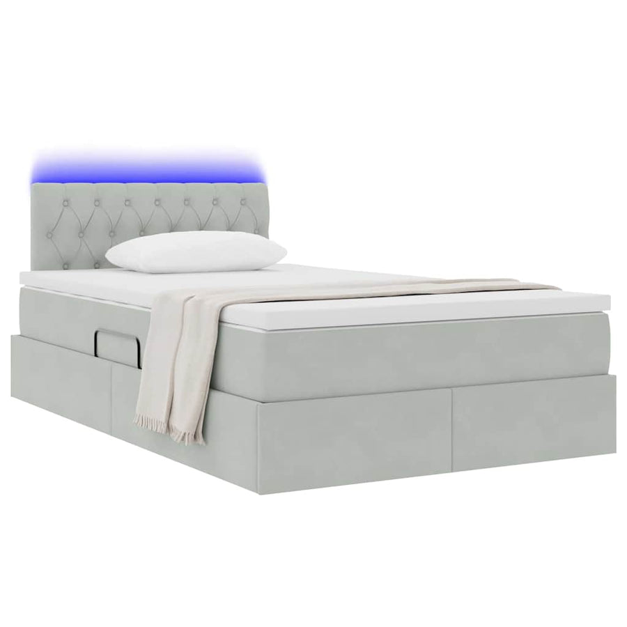 Bed met LED -striplichten Lichtgrijs 120 x 200 cm Fluweel
