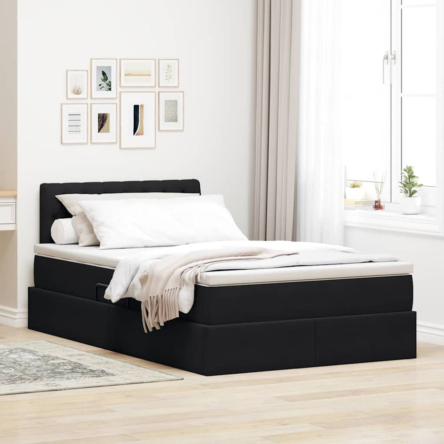 Bed met LED -striplichten met opslag Zwart 120 x 200 cm Fluweel