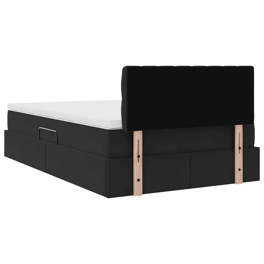Bed met LED -striplichten met opslag Zwart 120 x 200 cm Fluweel