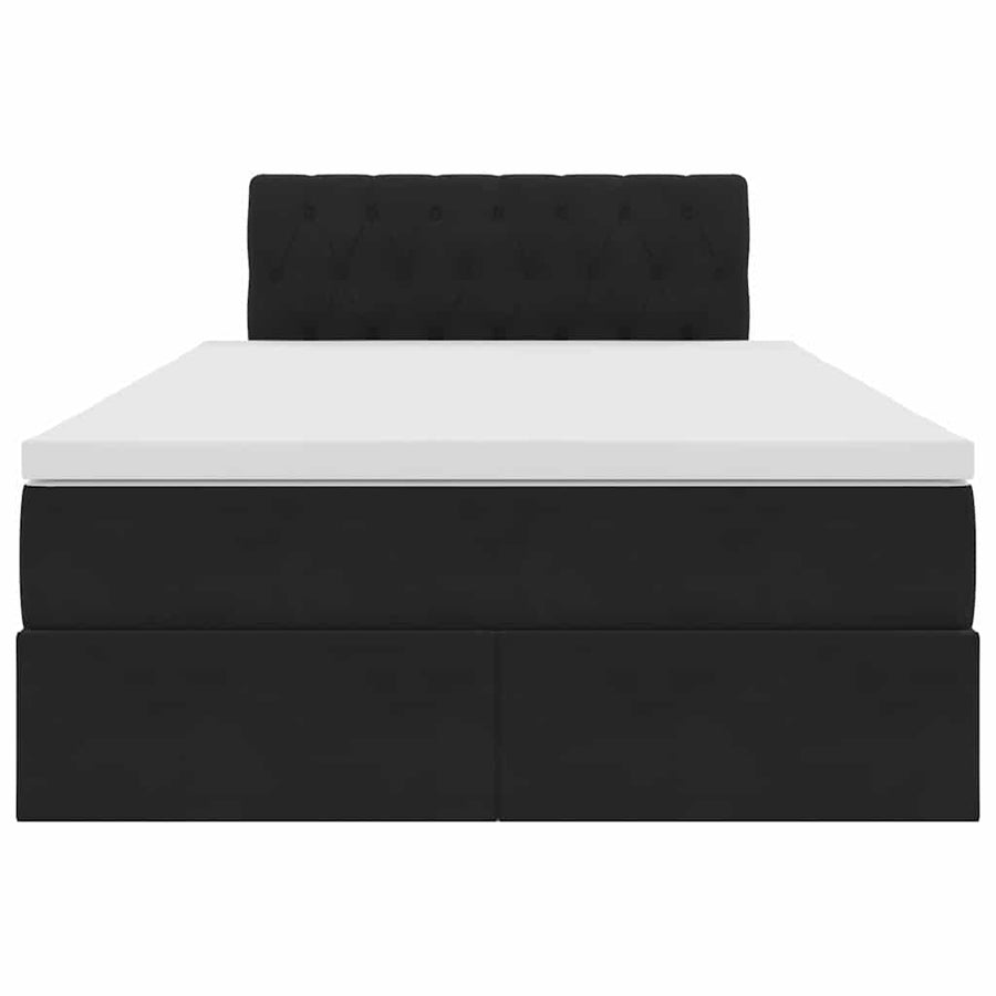 Bed met LED -striplichten met opslag Zwart 120 x 200 cm Fluweel