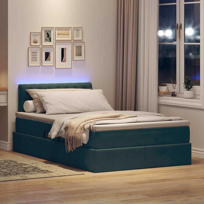 Bed met LED -striplichten Donkergroen 120 x 200 cm Fluweel