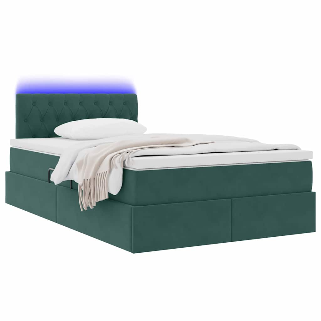 Bed met LED -striplichten Donkergroen 120 x 200 cm Fluweel