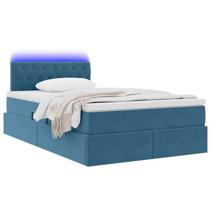 Bed met LED -striplichten Donkerblauw 120 x 200 cm Fluweel