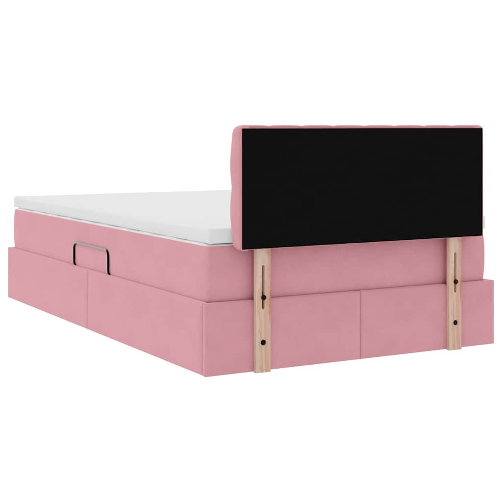 Bed met LED -striplichten met opslag Roze 120 x 200 cm Fluweel