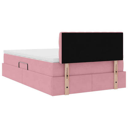 Bed met LED -striplichten met opslag Roze 120 x 200 cm Fluweel