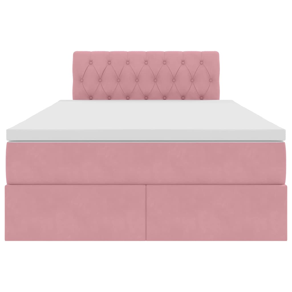 Bed met LED -striplichten met opslag Roze 120 x 200 cm Fluweel