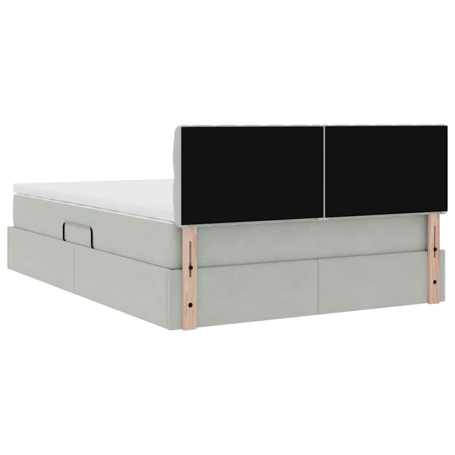 Bed met LED -striplichten Lichtgrijs 140 x 190 cm Fluweel