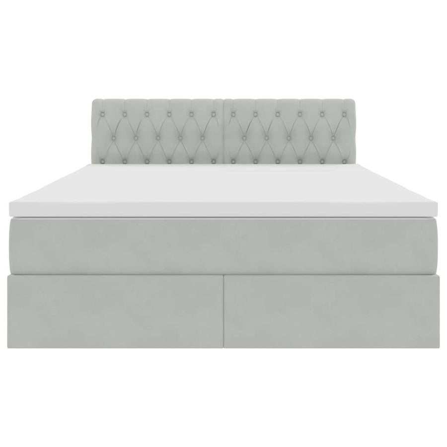 Bed met LED -striplichten Lichtgrijs 140 x 190 cm Fluweel