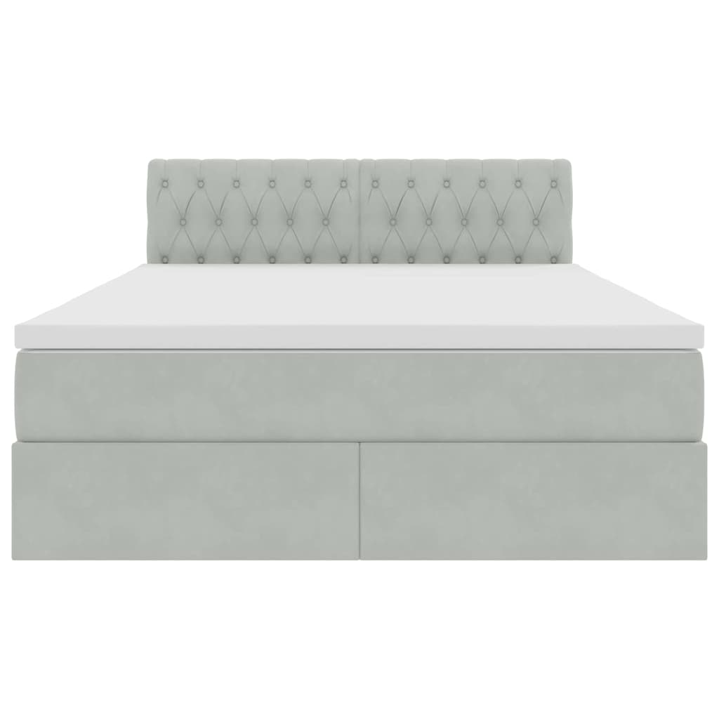 Bed met LED -striplichten Lichtgrijs 140 x 200 cm Fluweel