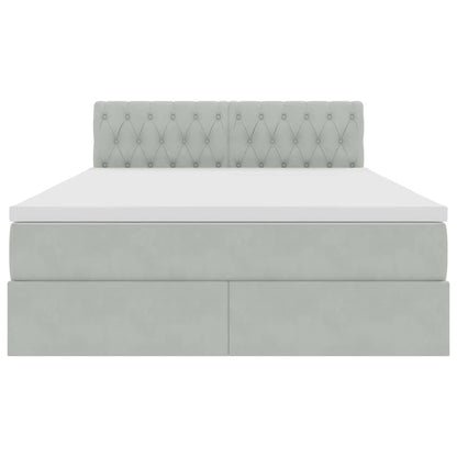 Bed met LED -striplichten Lichtgrijs 140 x 200 cm Fluweel