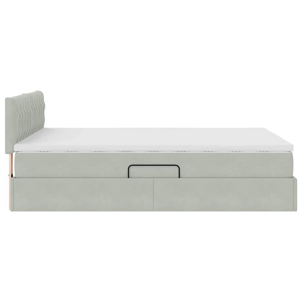 Bed met LED -striplichten Lichtgrijs 140 x 200 cm Fluweel
