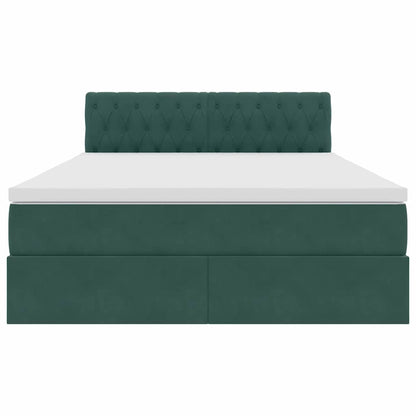 Bed met LED -striplichten Donkergroen 140 x 200 cm Fluweel