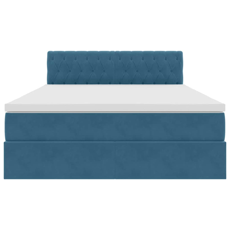 Bed met LED -striplichten Donkerblauw 140 x 200 cm Fluweel