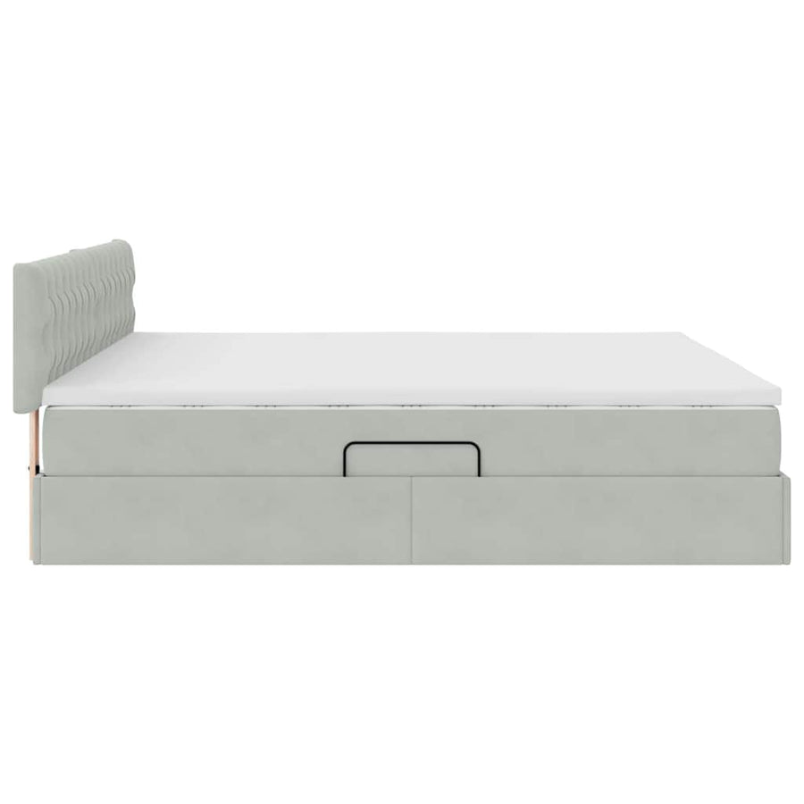 Bed met LED -striplichten Lichtgrijs 180 x 200 cm Fluweel