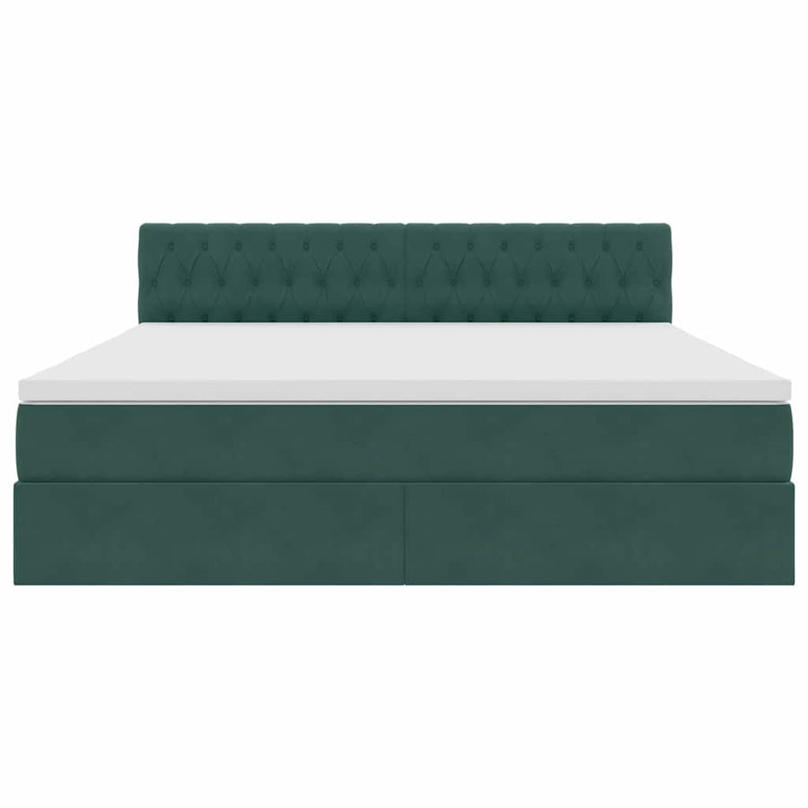 Bed met LED -striplichten Donkergroen 180 x 200 cm Fluweel