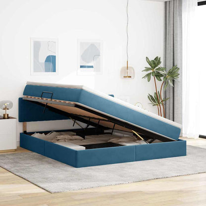 LED Opslagbed met Matras Donkerblauw 180 x 200 cm Fluweel