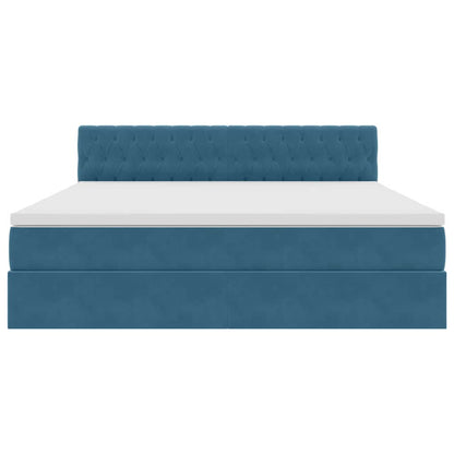 LED Opslagbed met Matras Donkerblauw 180 x 200 cm Fluweel