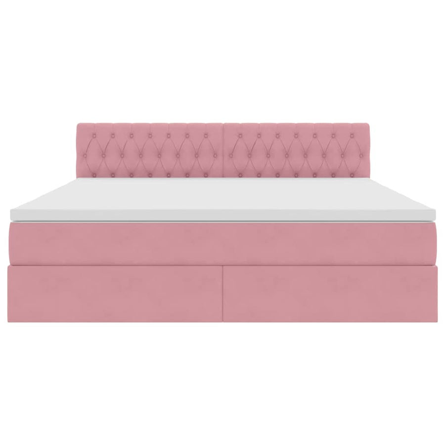 Bed met LED -striplichten met opslag Roze 180 x 200 cm Fluweel