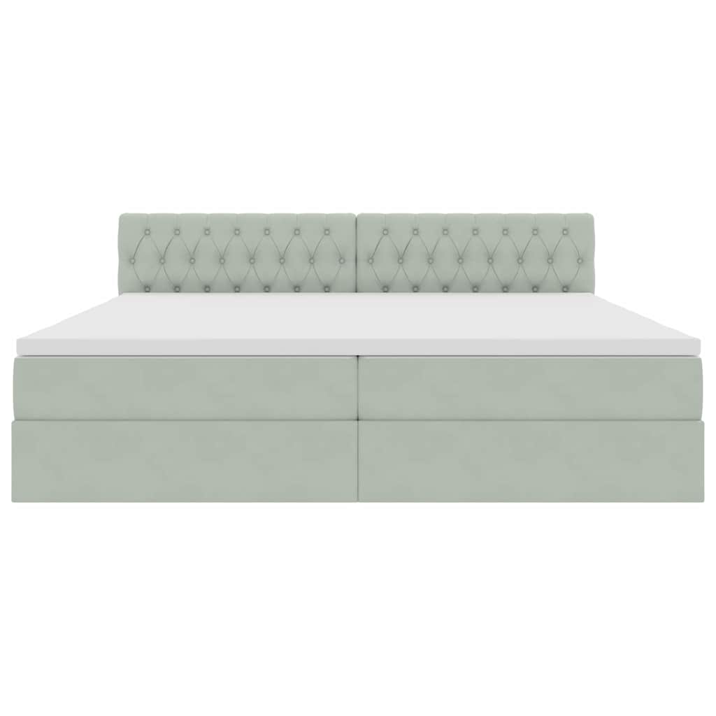 Bed met LED -striplichten Lichtgrijs 200 x 200 cm Fluweel